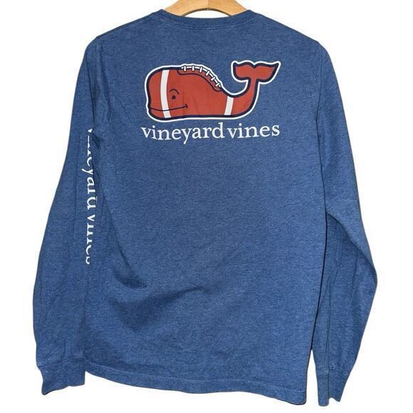 Vineyard Vines Other - Vineyard Vines Boys Size XL Blue Football Whale Long Sleeve Pocket Tee T-Shirt